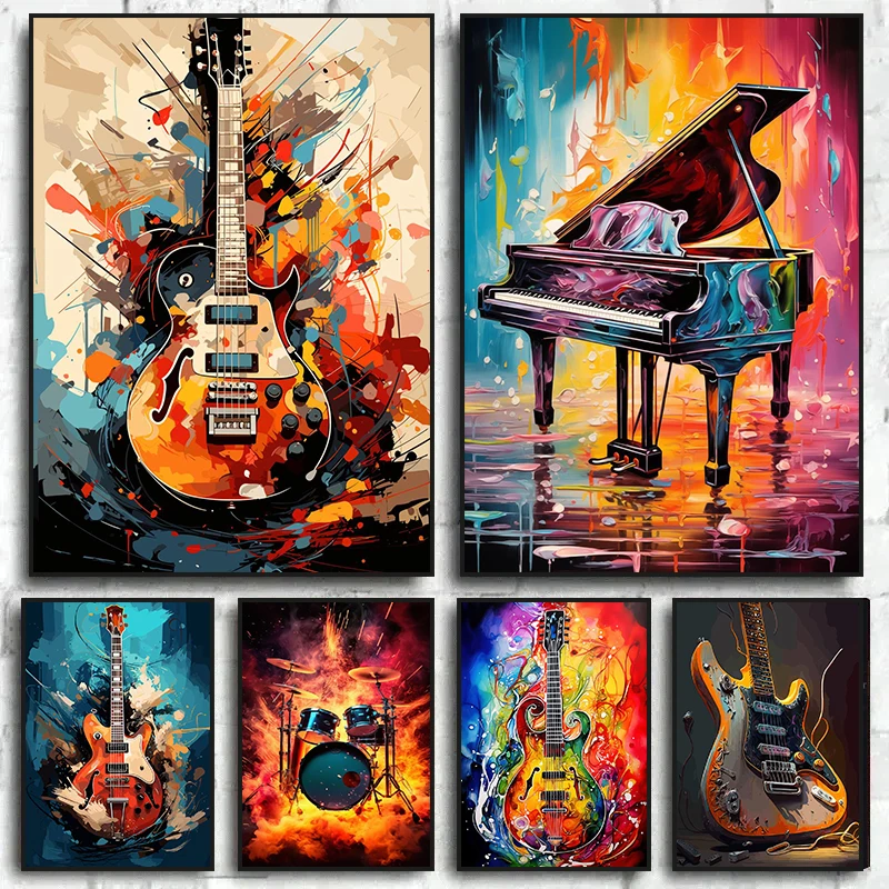 Musical Instrument Kit - Poster Instrumen Musik Seni Warna-warni Abstrak