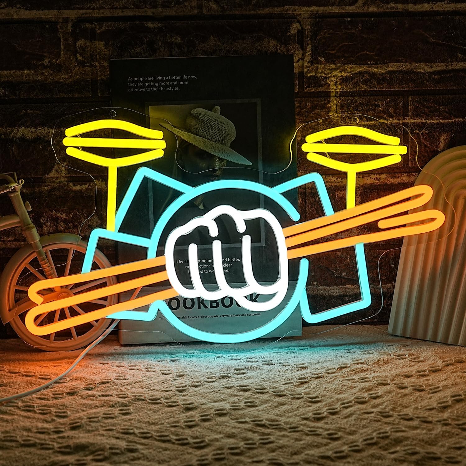 Musical Instrument Music - Lampu Neon LED Set Drum Bertenaga
