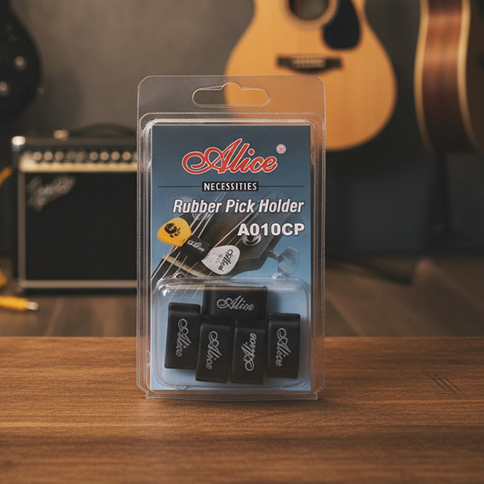 Musical Instrument Fagot - Alice Black Rubber Pick Holder 5Pcs/Set